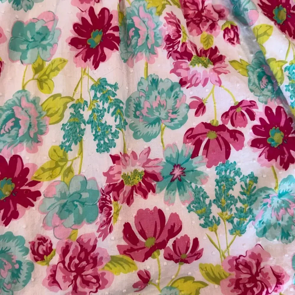 Penelope Mack Girls Floral Smocked Sundress Pink Teal White Lined Size 6 Preppy